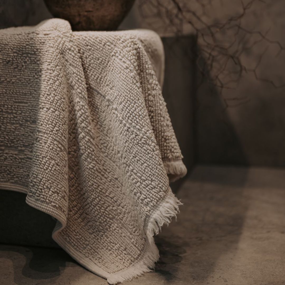 Baksana | Lisbon Double Bathmat | Available in colours Linen Slate and White image 3